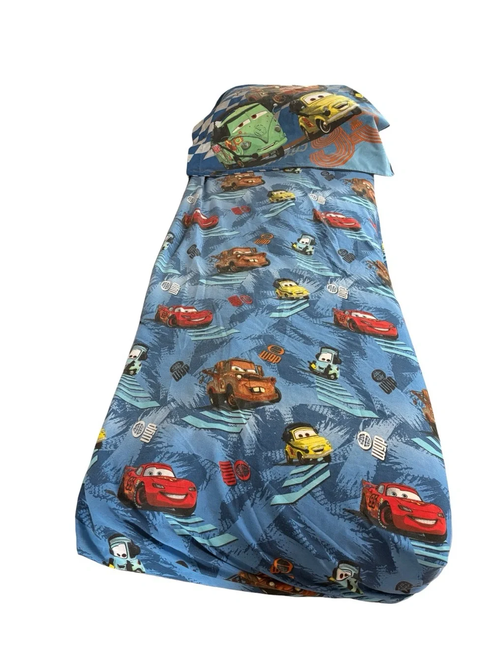Disney Pixar Cars 2 WGP Lightning McQueen Set Twin Fitted Sheet & Pillowcase